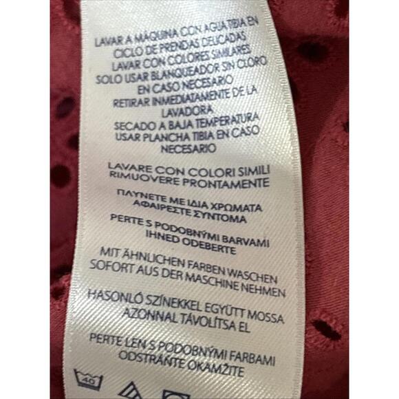 Chaps Rose Eyelet Lace Boho Blouse V-neck 3/4 Sleeve - Picture 13 of 15